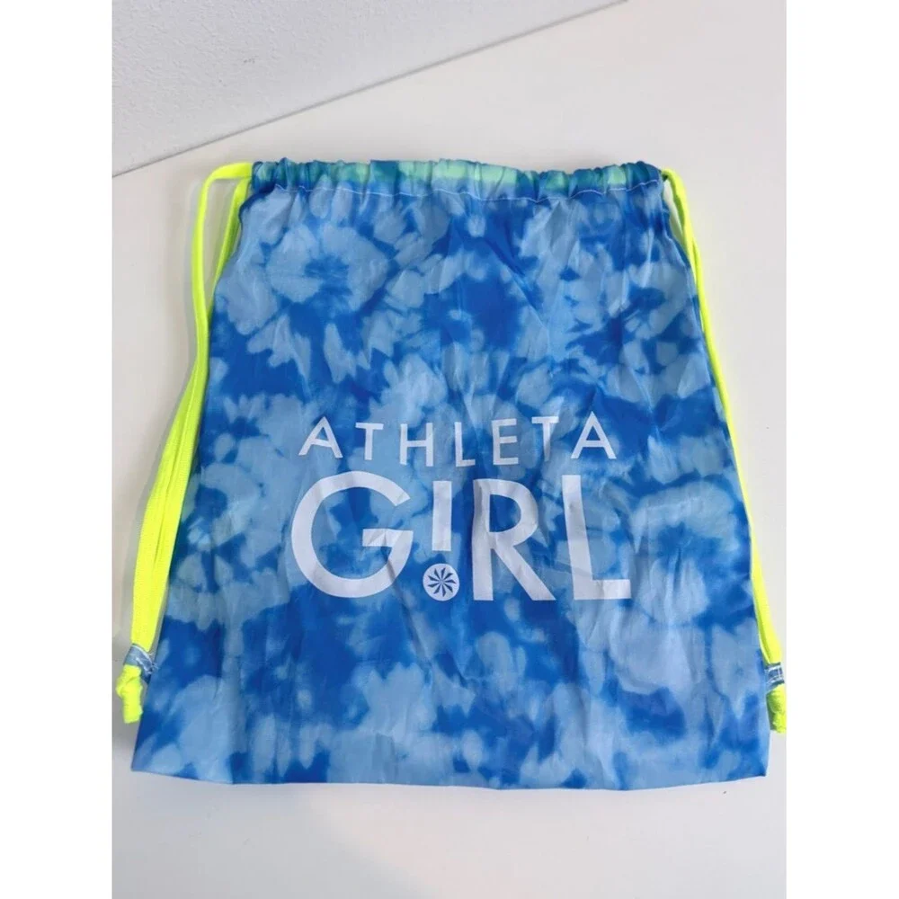 Athleta Girl Blue Tie-Dye Drawstring Backpack Bag